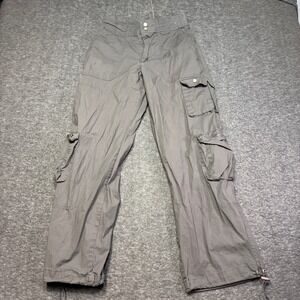 Rachel Paige Cargo Pants Women Small Gray Low Rise Y2K Drawstring Hem